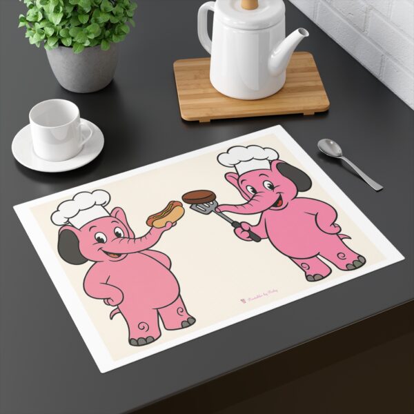 Pinky the Elephant Placemat   18x14 Cotton Table Mat with Original Artwork - Image 2