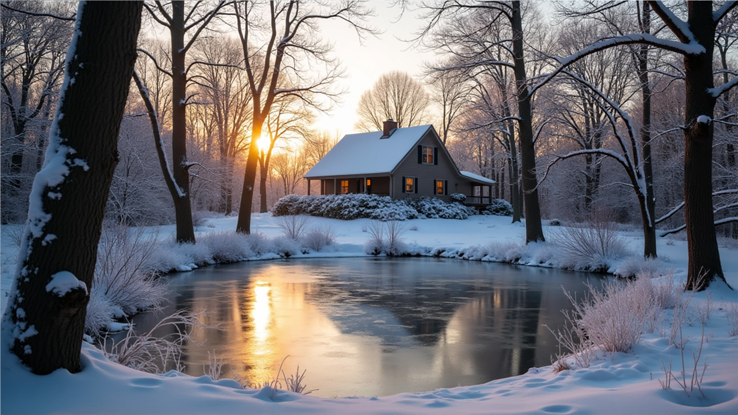 Winter Pond Wallpaper