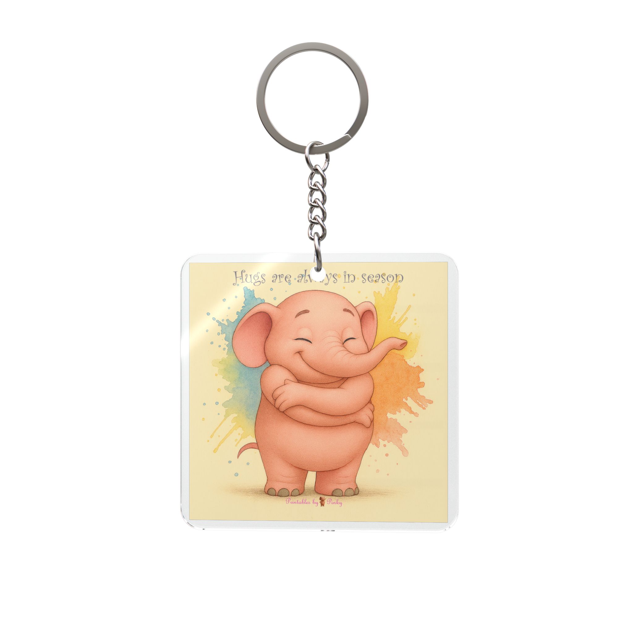 Pinky Hug Square Keychain